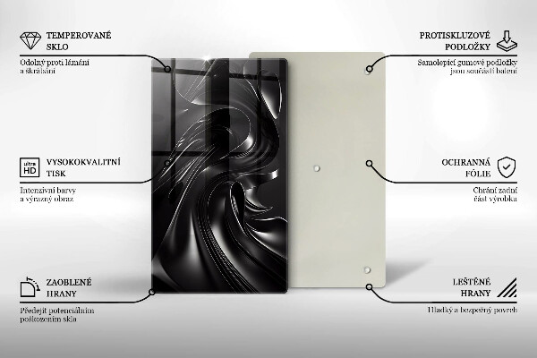 Üveg vágódeszka Absztrakt fekete massza