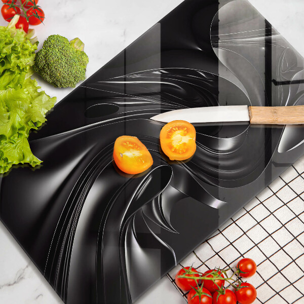 Üveg vágódeszka Absztrakt fekete massza