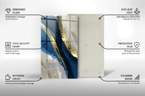 Üveg vágódeszka Textúra arannyal