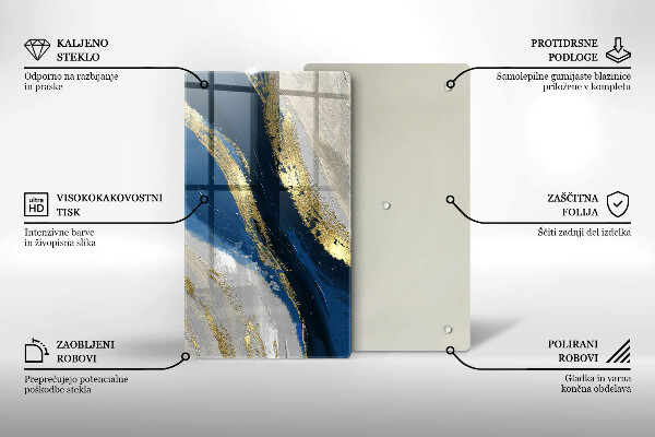 Üveg vágódeszka Textúra arannyal