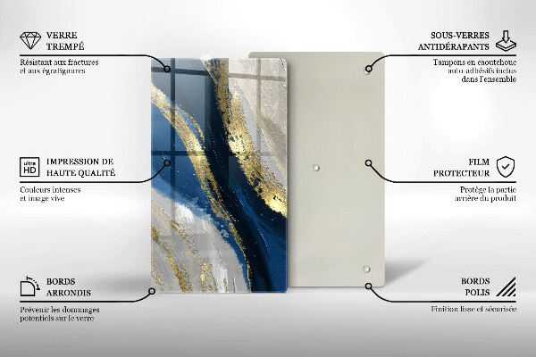 Üveg vágódeszka Textúra arannyal