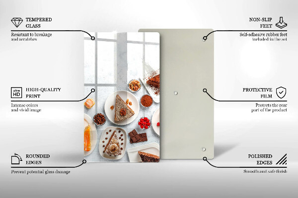 Üveg vágódeszka A torta édessége