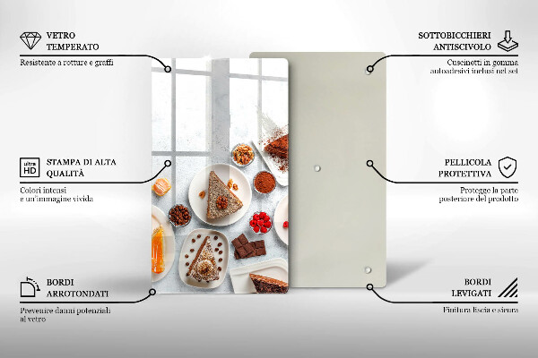 Üveg vágódeszka A torta édessége