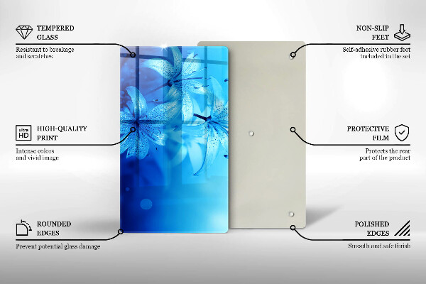 Üveg vágódeszka Kék virágok