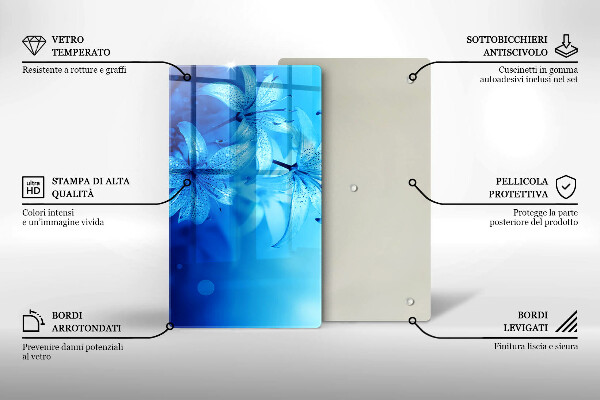 Üveg vágódeszka Kék virágok