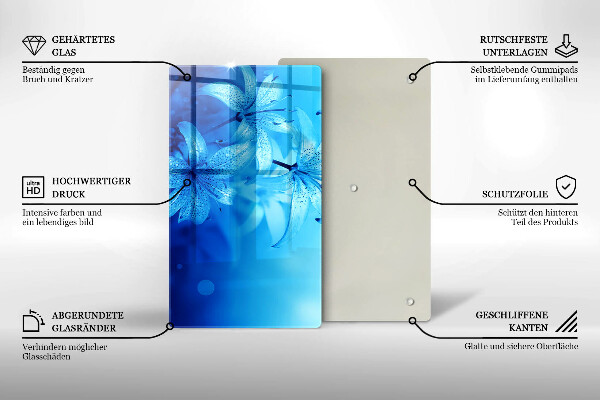 Üveg vágódeszka Kék virágok