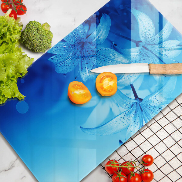 Üveg vágódeszka Kék virágok