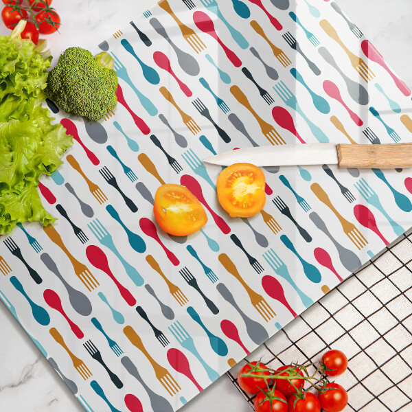 Üveg vágódeszka Kanál illusztráció