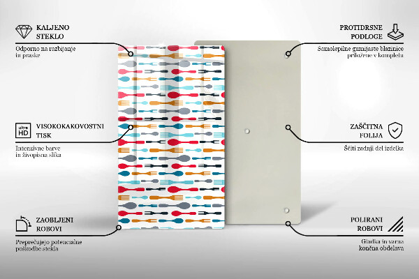Üveg vágódeszka Kanál illusztráció