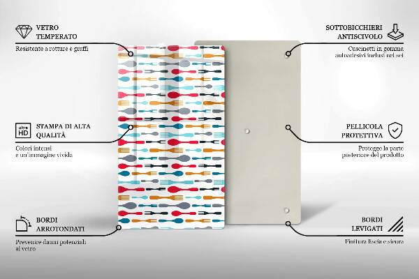Üveg vágódeszka Kanál illusztráció