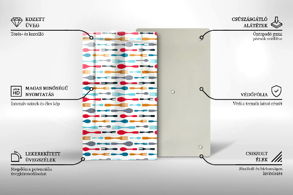 Üveg vágódeszka Kanál illusztráció