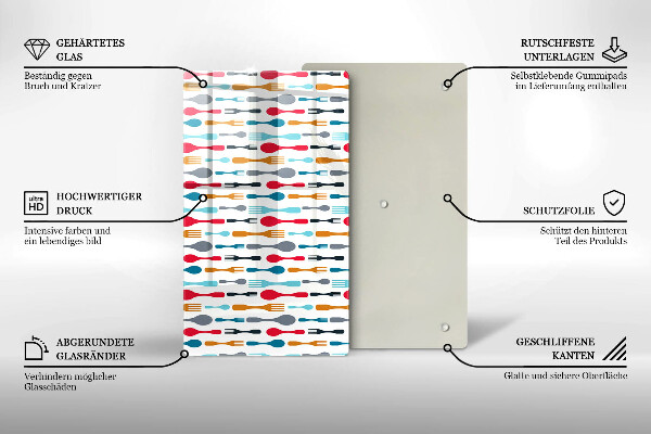 Üveg vágódeszka Kanál illusztráció