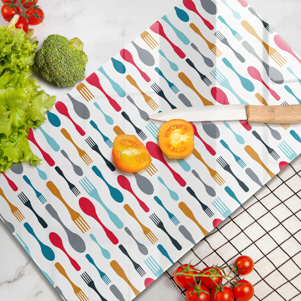 Üveg vágódeszka Kanál illusztráció