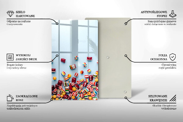 Üveg vágódeszka Színes cukorkák