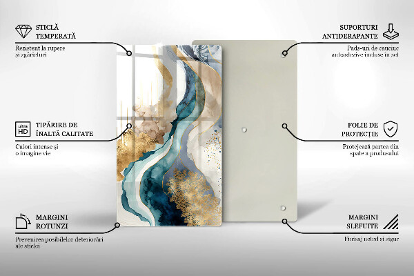 Üveg vágódeszka Színes márvány