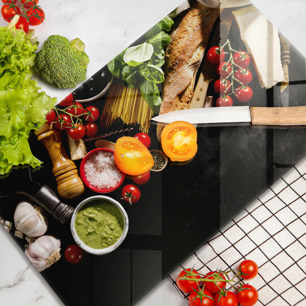 Üveg vágódeszka Olasz alapanyagok és fűszerek