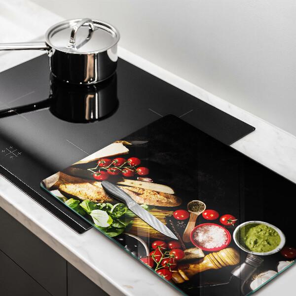 Üveg vágódeszka Olasz alapanyagok és fűszerek