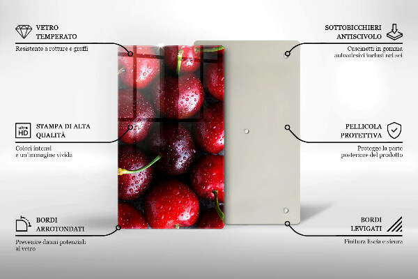 Üveg vágódeszka Közeli kép a cseresznye