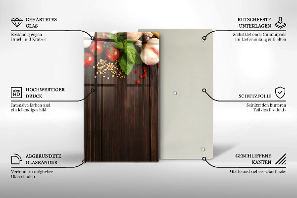 Üveg vágódeszka Zöldségek az asztalon