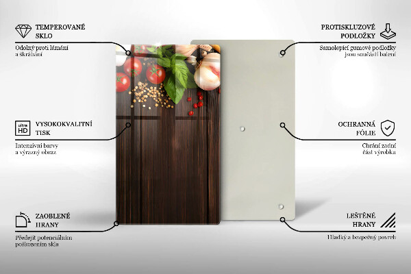 Üveg vágódeszka Zöldségek az asztalon