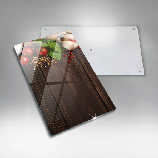 Üveg vágódeszka Zöldségek az asztalon