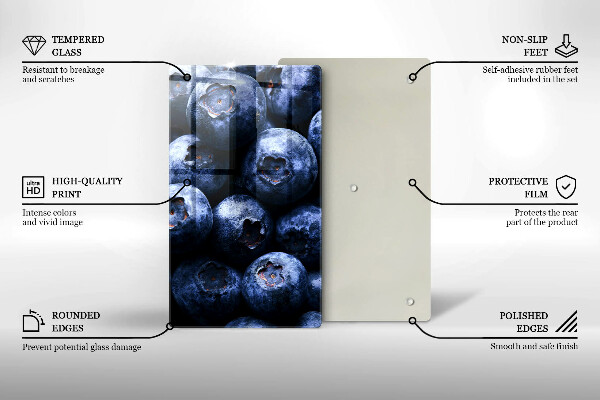 Üveg vágódeszka Közelkép a bogyók