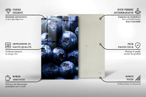 Üveg vágódeszka Közelkép a bogyók