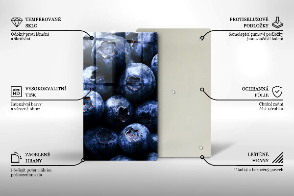 Üveg vágódeszka Közelkép a bogyók