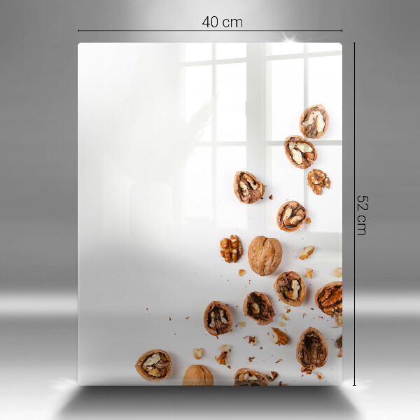 Üveg vágódeszka Dió fehér alapon