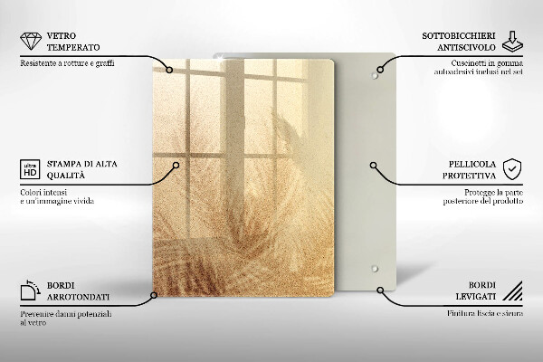 Üveg vágódeszka Dió fehér alapon