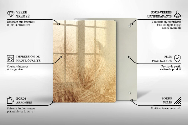 Üveg vágódeszka Dió fehér alapon