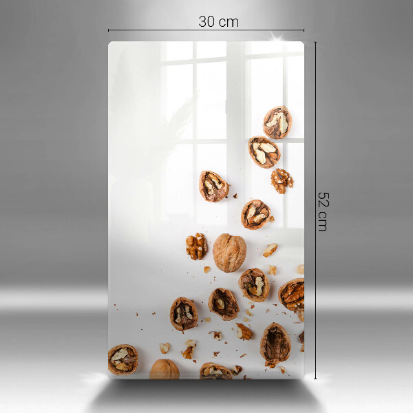 Üveg vágódeszka Dió fehér alapon