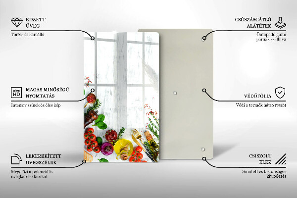 Üveg vágódeszka Zöldségek és fűszerek