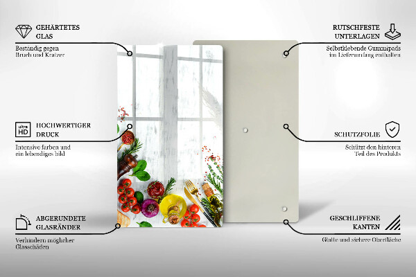 Üveg vágódeszka Zöldségek és fűszerek