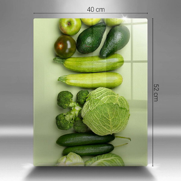 Üveg vágódeszka Zöld gyümölcsök és zöldségek