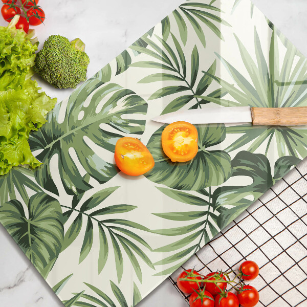 Üveg vágódeszka Monstera levelek illusztráció