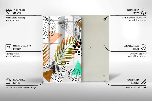 Üveg vágódeszka Boho levelek minta