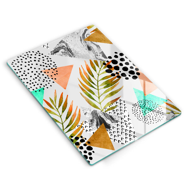 Üveg vágódeszka Boho levelek minta