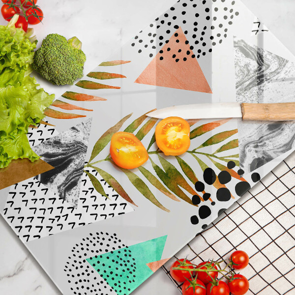 Üveg vágódeszka Boho levelek minta