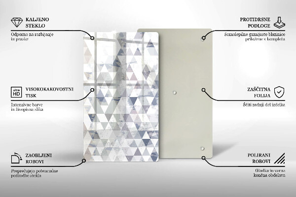 Üveg vágódeszka Háromszög minta