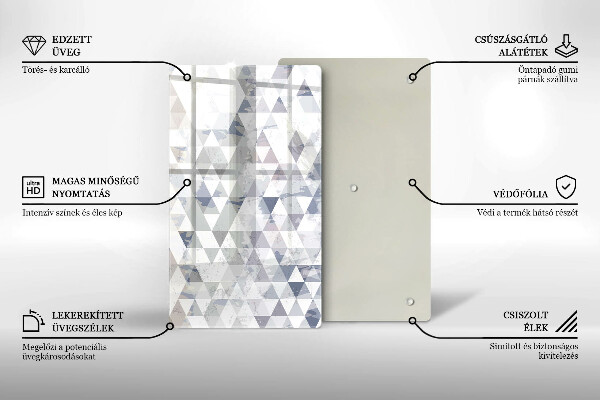 Üveg vágódeszka Háromszög minta