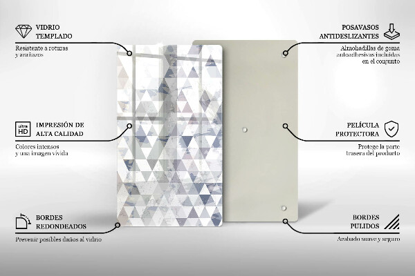 Üveg vágódeszka Háromszög minta