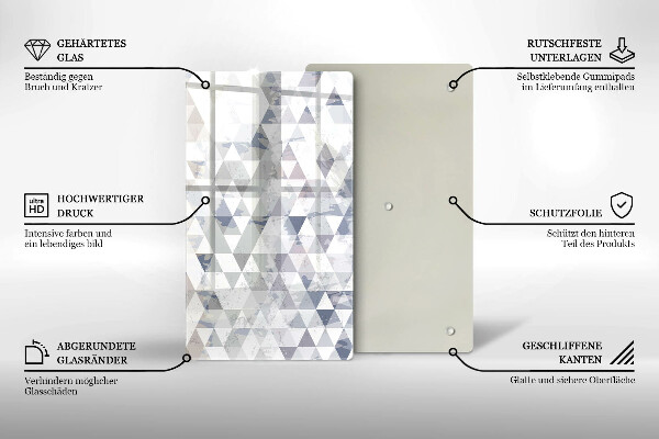 Üveg vágódeszka Háromszög minta