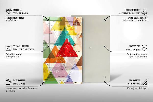 Üveg vágódeszka Festett háromszögek