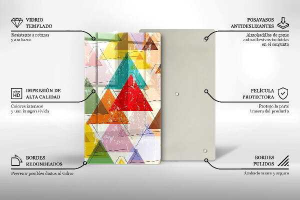 Üveg vágódeszka Festett háromszögek