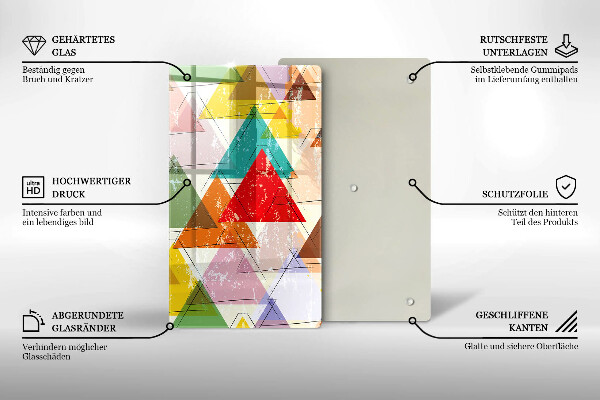 Üveg vágódeszka Festett háromszögek