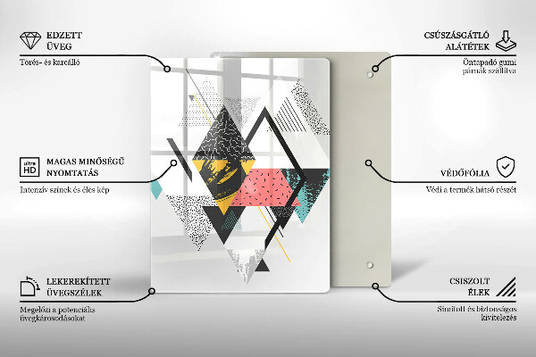 Üveg vágódeszka Festett háromszögek