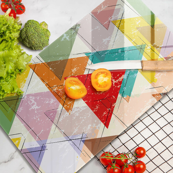 Üveg vágódeszka Festett háromszögek