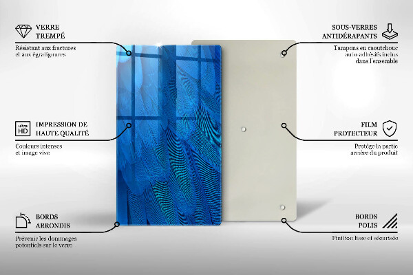 Üveg vágódeszka Madártollak