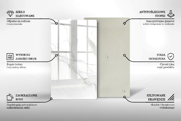 Üveg vágódeszka Finom fehér márvány